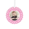Hallmark Baby’s First Christmas Pink Scalloped Personalized Text And Photo Metal Ornament