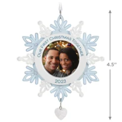 Hallmark Our First Christmas Together Snowflake 2023 Photo Frame Ornament -Hallmark Shop BlueWhite Snowflake Picture Frame Keepsake Ornament 1699QGO2879 03