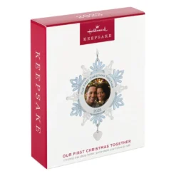 Hallmark Our First Christmas Together Snowflake 2023 Photo Frame Ornament -Hallmark Shop BlueWhite Snowflake Picture Frame Keepsake Ornament 1699QGO2879 04