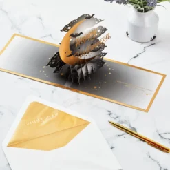 Hallmark Crescent Moon 3-D Pop-Up Halloween Card -Hallmark Shop Crescent Moon and Bats 3D PopUp Halloween Card 1299IEH3001 08