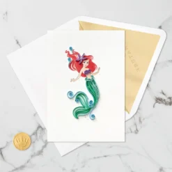 Hallmark Disney The Little Mermaid Ariel Happy Wish Quilled Paper Handmade Card -Hallmark Shop Disney The Little Mermaid Ariel Quilled Paper Card 1299LAD2858 05