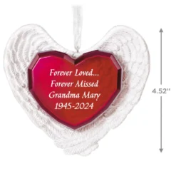 Hallmark Forever Loved Memorial Heart And Angel Wings Text Personalized Ornament -Hallmark Shop Forever Loved Memorial Heart and Angel Wings Personalized Keepsake Ornament 2499QHE2119B1 03