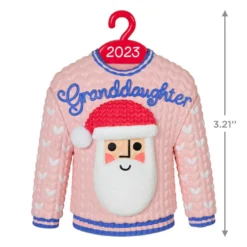 Hallmark Granddaughter Christmas Sweater 2023 Ornament -Hallmark Shop Granddaughter Santa Sweater 2023 Keepsake Ornament 1399QGO2549 03
