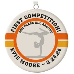 Gymnastics Ceramic Circle Personalized Ornament