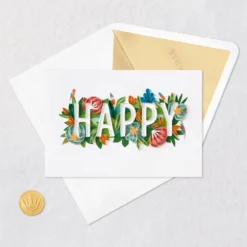 Hallmark Floral Happy Quilled Paper Handmade Birthday Card -Hallmark Shop Happy and Flowers Quilled Paper Birthday Card for Her 1299LAD2728 05