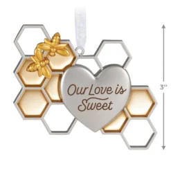 Hallmark Our Love Is Sweet Metal Ornament -Hallmark Shop Honeycomb and Heart Keepsake Ornament 1799QHX3027 03