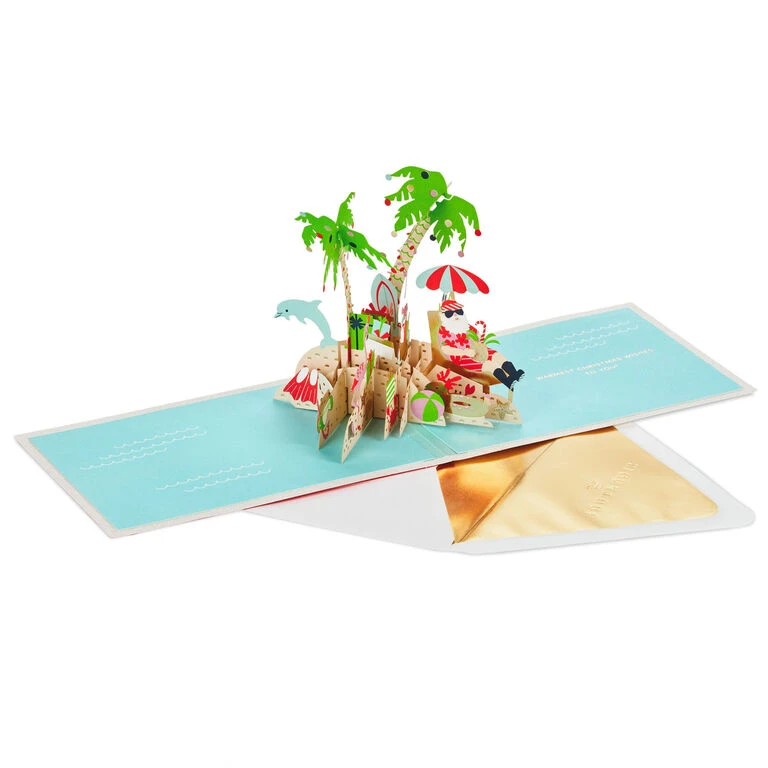 Hallmark Jolly Holidays Beach Santa 3D Pop-Up Christmas Card 2 Hallmark Jolly Holidays Beach Santa 3D Pop-Up Christmas Card - Image 2