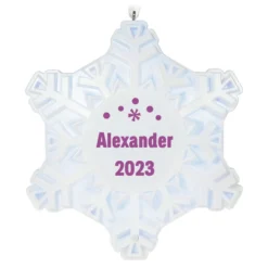 Hallmark Magic Sparkling Snowflake Block Text Personalized Ornament With Light