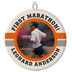 Marathon Ceramic Circle Personalized Photo Ornament