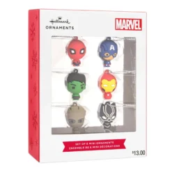Mini Marvel Super Heroes Shatterproof Hallmark Ornaments, Set Of 6 -Hallmark Shop Marvel Super Heroes Miniature Christmas Ornaments Set of 6 2HCM9228 04