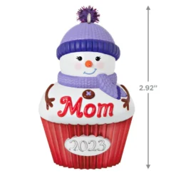 Hallmark Mom Cupcake 2023 Ornament -Hallmark Shop Mom Snowman Cupcake 2023 Keepsake Ornament 1399QGO2529 03