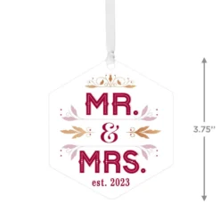Hallmark Mr. & Mrs. Personalized Text Metal Ornament -Hallmark Shop Mr. Mrs. Personalized Christmas Ornament 1OFM1002B3 03
