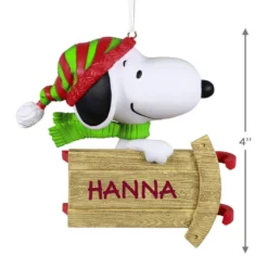 Hallmark Peanuts® Sledding With Snoopy Personalized Ornament -Hallmark Shop Peanuts Snoopy With Sled Personalized Keepsake Ornament 2499QHE2002B1 03