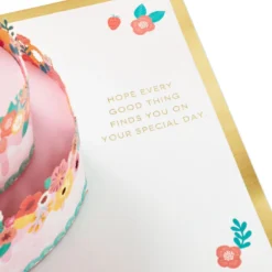 Hallmark Every Good Thing Floral Cake 3D Pop-Up Birthday Card -Hallmark Shop Pink Cake and Flowers 3D PopUp Birthday Card for Her 1299LAD2886 03