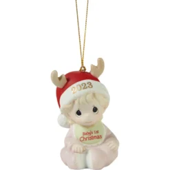 Precious Moments Baby's First Christmas Girl 2023 Ornament, 3"