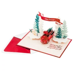 Hallmark Shop -Hallmark Shop Red Truck 3D PopUp Christmas Card 1299IXC7122 02
