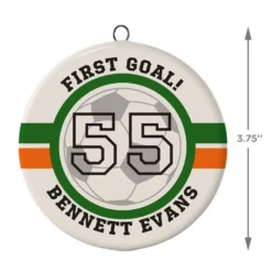 Soccer Ceramic Circle Personalized Ornament -Hallmark Shop Soccer Ceramic Circle Personalized Ornament 1999QHE1711B113 03