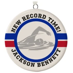 Swimming Ceramic Circle Personalized Ornament