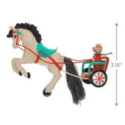 Hallmark A Pony For Christmas 2023 Ornament -Hallmark Shop Teddy Bear in Horse Chariot Keepsake Ornament 1799QXR8039 03