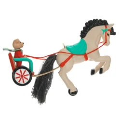 Hallmark A Pony For Christmas 2023 Ornament -Hallmark Shop Teddy Bear in Horse Chariot Keepsake Ornament 1799QXR8039 06