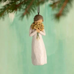 Willow Tree Warm Embrace Ornament, 4" -Hallmark Shop Willow Tree Girl Holding Yellow Flowers Figurine Ornament 28015 03